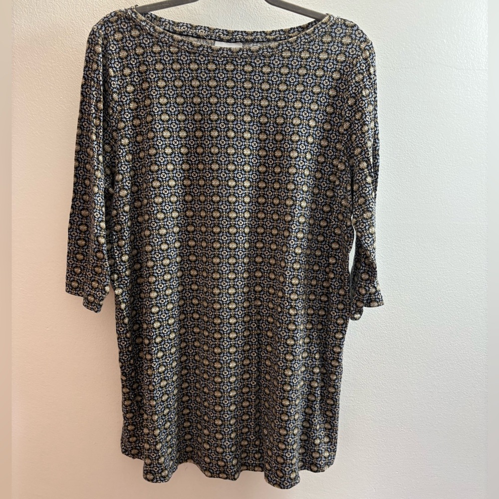 J. Jill Black And Blue Pattern Pima Cotton Tunic Top L